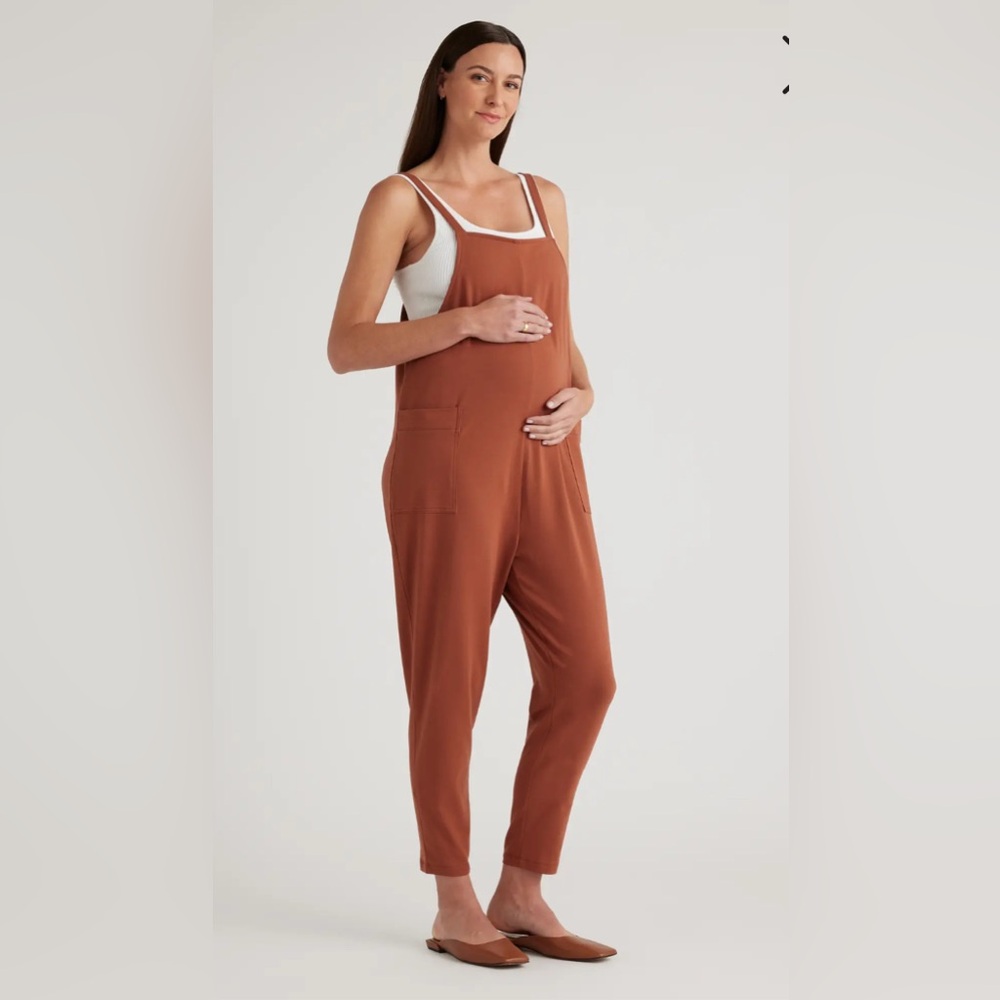 Women's Quince Maternity Overalls Jumpsuit Rust size Small